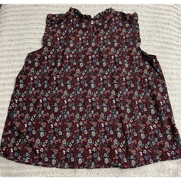 Zenobia Floral Shirred Blouse Top Sleeveless Women's Plus Size 2XL Red ZB9332F - Picture 4 of 7
